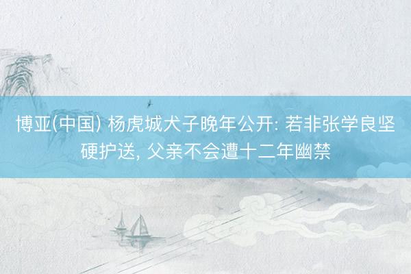 博亚(中国) 杨虎城犬子晚年公开: 若非张学良坚硬护送， 父亲不会遭十二年幽禁