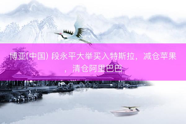博亚(中国) 段永平大举买入特斯拉，减仓苹果，清仓阿里巴巴