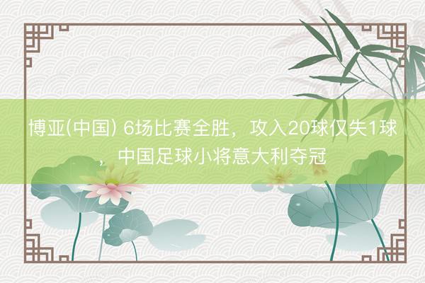 博亚(中国) 6场比赛全胜，攻入20球仅失1球，中国足球小将意大利夺冠