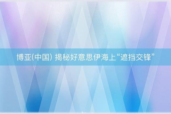 博亚(中国) 揭秘好意思伊海上“遮挡交锋”