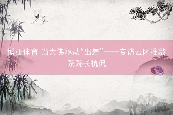 博亚体育 当大佛驱动“出差”——专访云冈推敲院院长杭侃