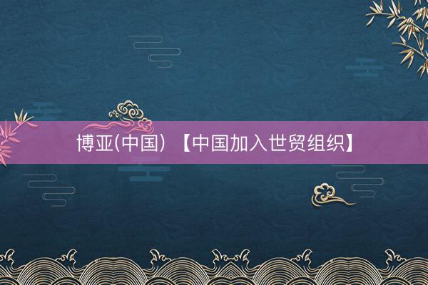 博亚(中国) 【中国加入世贸组织】
