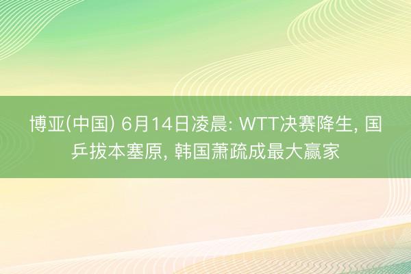博亚(中国) 6月14日凌晨: WTT决赛降生， 国乒拔本塞原， 韩国萧疏成最大赢家