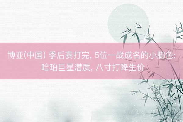 博亚(中国) 季后赛打完， 5位一战成名的小脚色: 哈珀巨星潜质， 八寸打降生价
