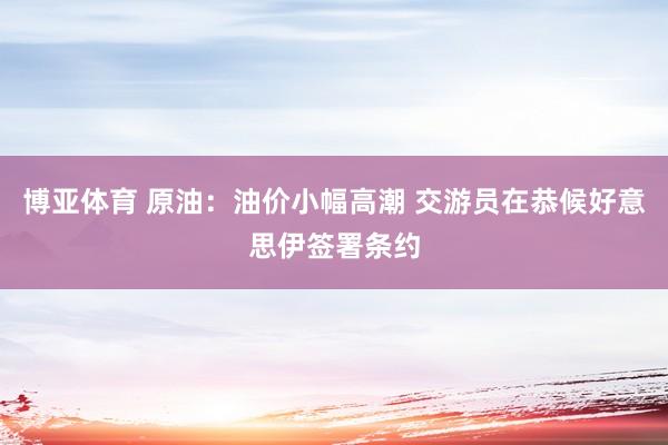 博亚体育 原油:油价小幅高潮 交游员在恭候好意思伊签署条约